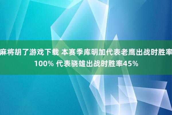 麻将胡了游戏下载 本赛季库明加代表老鹰出战时胜率100% 代表骁雄出战时胜率45%