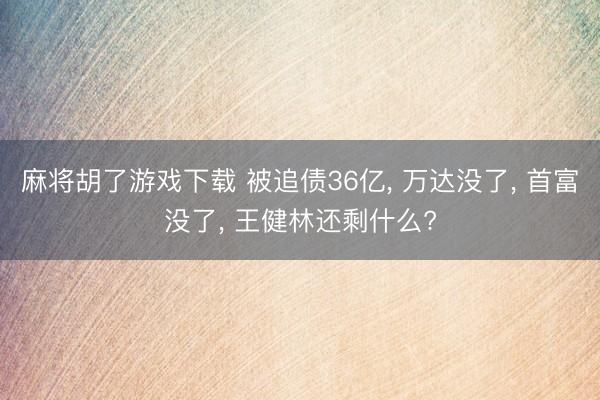 麻将胡了游戏下载 被追债36亿， 万达没了， 首富没了， 王健林还剩什么?